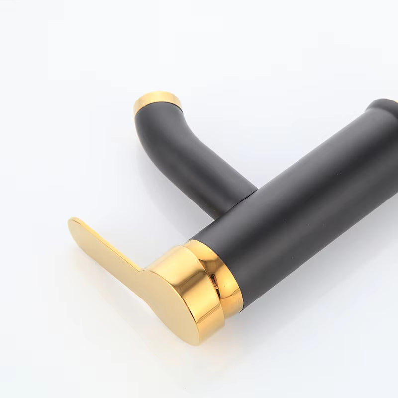Black Simple Hot And Cold Basin Bathroom Wash Faucet-5013
