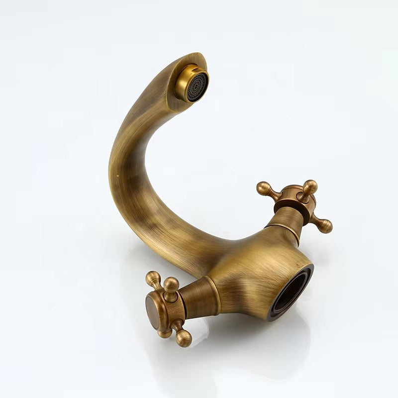 Bathroom Basin Double Handle Antique Faucet-7059