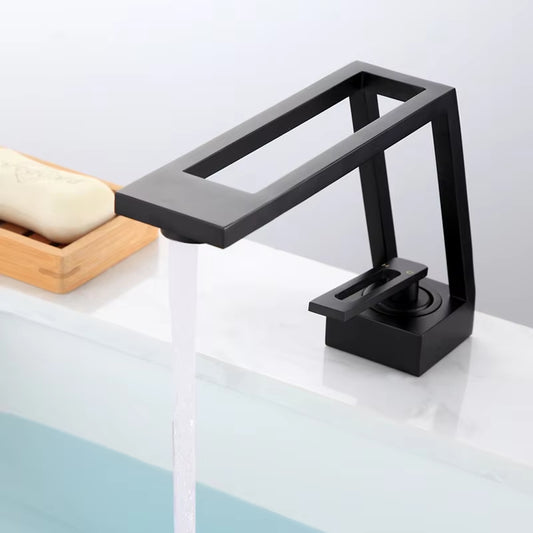 High-End Hollow Design Bathroom Basin Black Faucet-7297