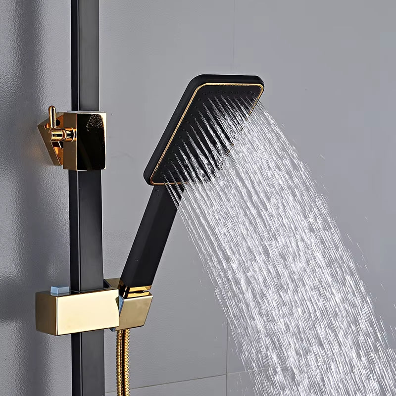 Gold And Black Wall Mounted Thermostatic Shower Set-6244