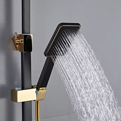 Gold And Black Wall Mounted Thermostatic Shower Set-6244