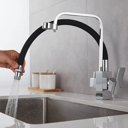 Kitchen 360 Degree Rotating Single Hole Square Handle Faucet With Water Purification Faucet-8921