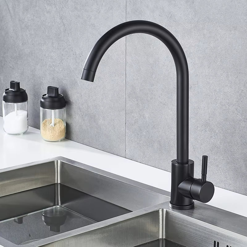 Modern Stainless Steel Kitchen Sink Single Handle Faucet