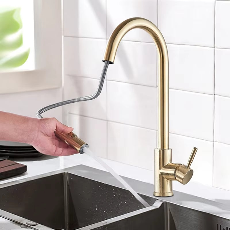Golden Stretch Rotating Kitchen And Bathroom Hot And Cold Water Faucet-5342G