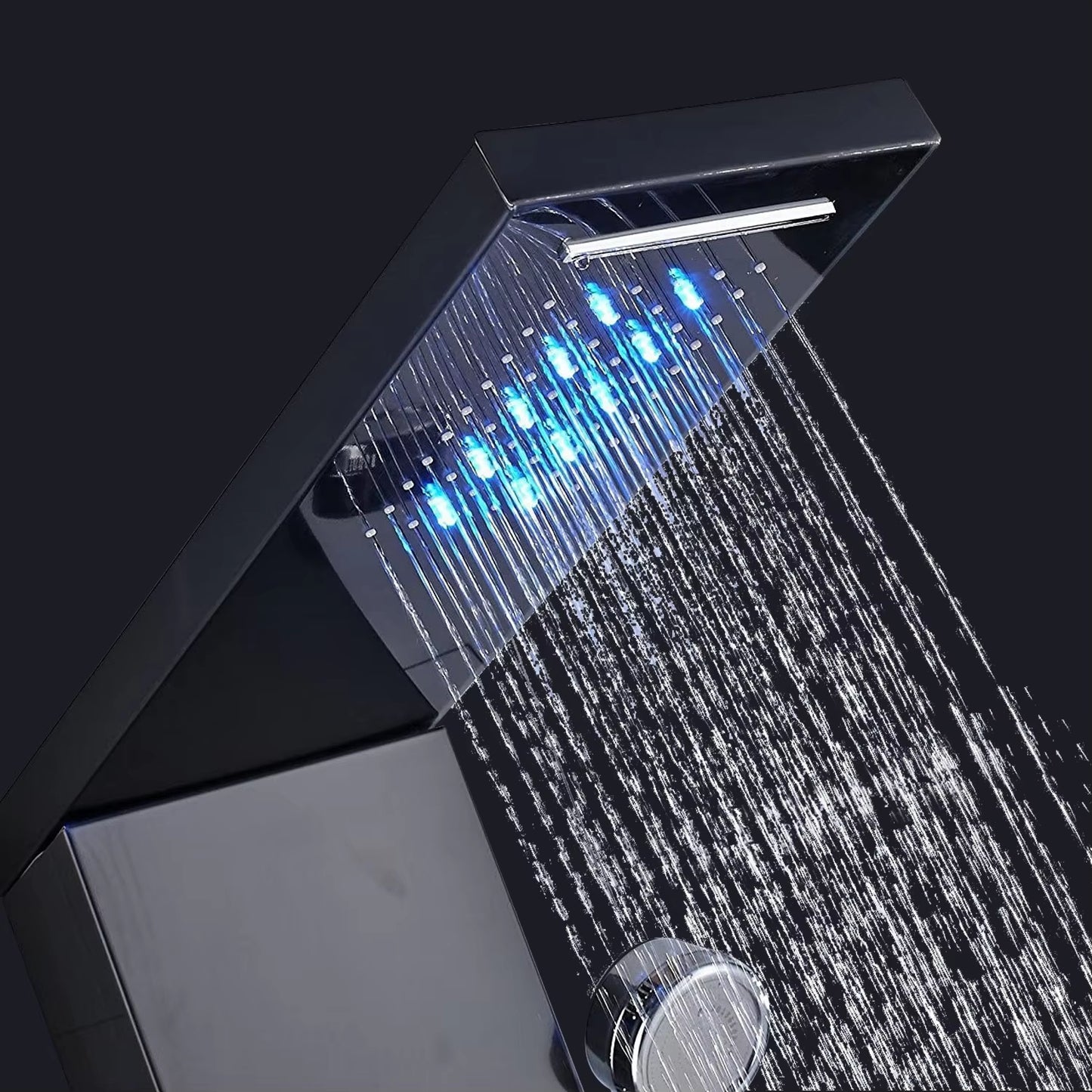 Shower Panel Wall Mounted Massage Nozzle Led Waterfall Temperature Display Shower Column Set-6657BB