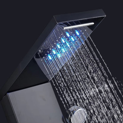 Shower Panel Wall Mounted Massage Nozzle Led Waterfall Temperature Display Shower Column Set-6657BB