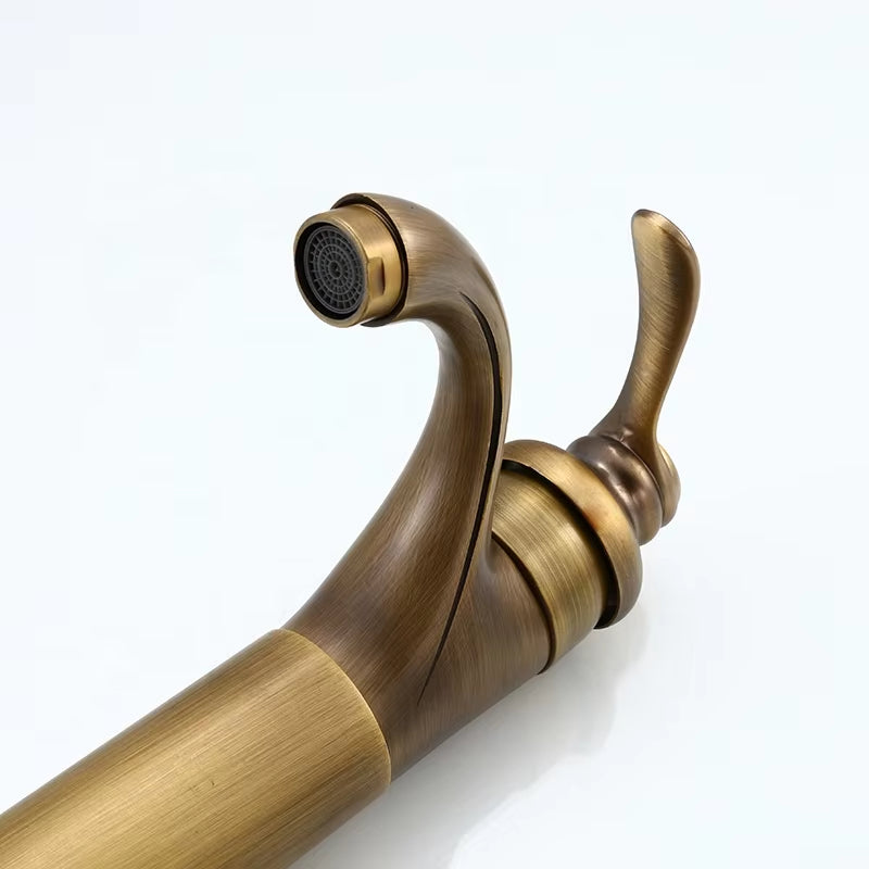 Antique Copper Bathroom Basin Hot And Cold Water Faucet-7061