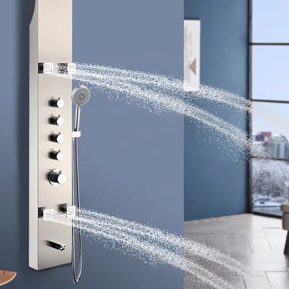 Shower Column Set Wall Mounted Stainless Steel Tower Massage Body Spray Shower Panel-6665