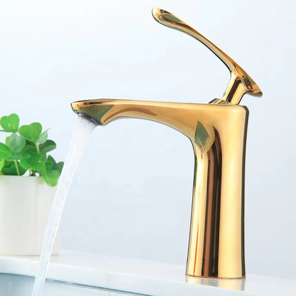 Elegant Black Single Handle Single Hole Basin Sink Hot And Cold Mixing Faucet-7058