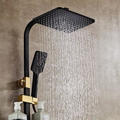 Constant Temperature Bathroom Wall Mounted Black Gold Bath Set-6234