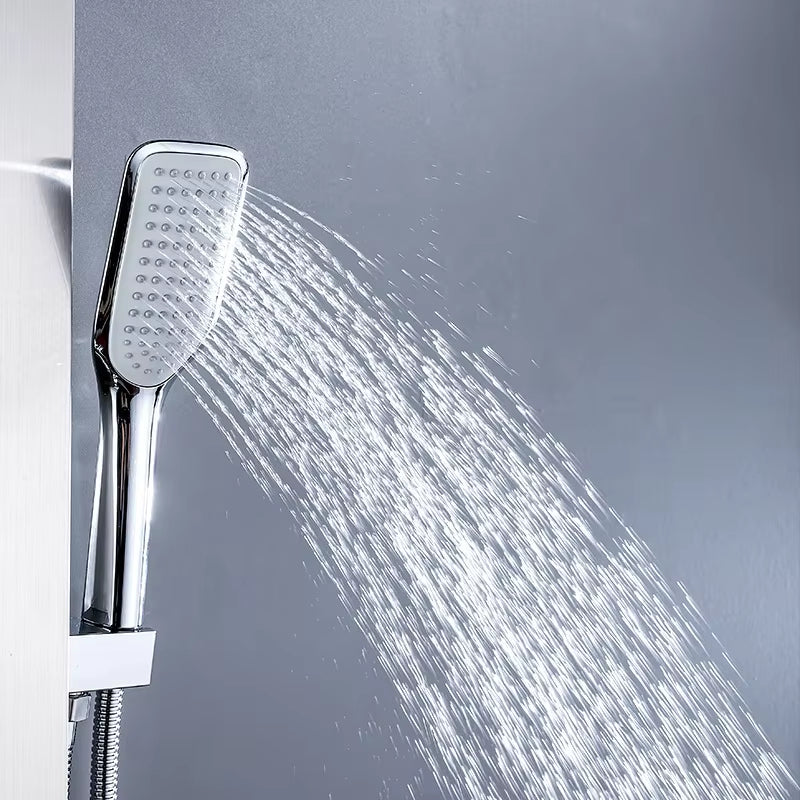 Led Shower Panel Wall Mounted Stainless Steel Waterfall Shower Column Set Massage Shower Head-6672