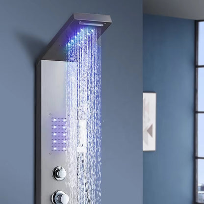 Led Shower Screen Wall Mounted Stainless Steel Waterfall Shower Column Set-6660