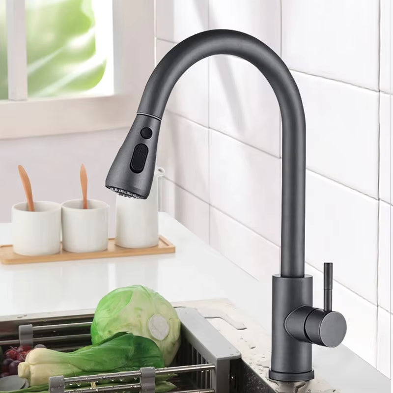 Kitchen Pull-Out Splash-Proof Rotating Vegetable And Dish Washing Switch Dual-Use Faucet-5349