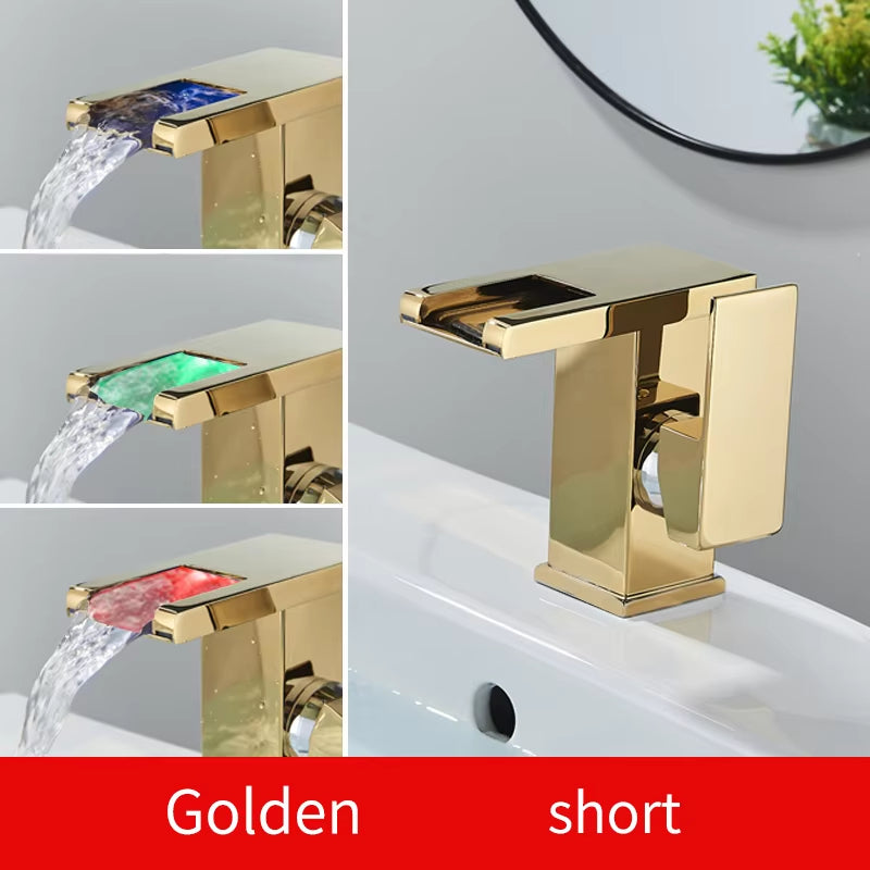 Led Luminous Bathroom Wash Basin Sink Faucet-7115
