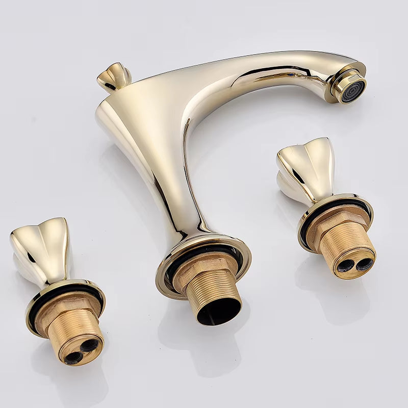 Bathroom Countertop Luxury 3 Hole Double Handle Faucet-7605