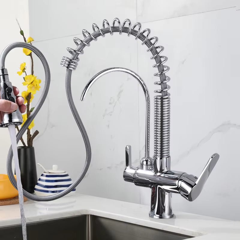 Spring Loaded Kitchen Sink Faucet With Drinking Water-8589