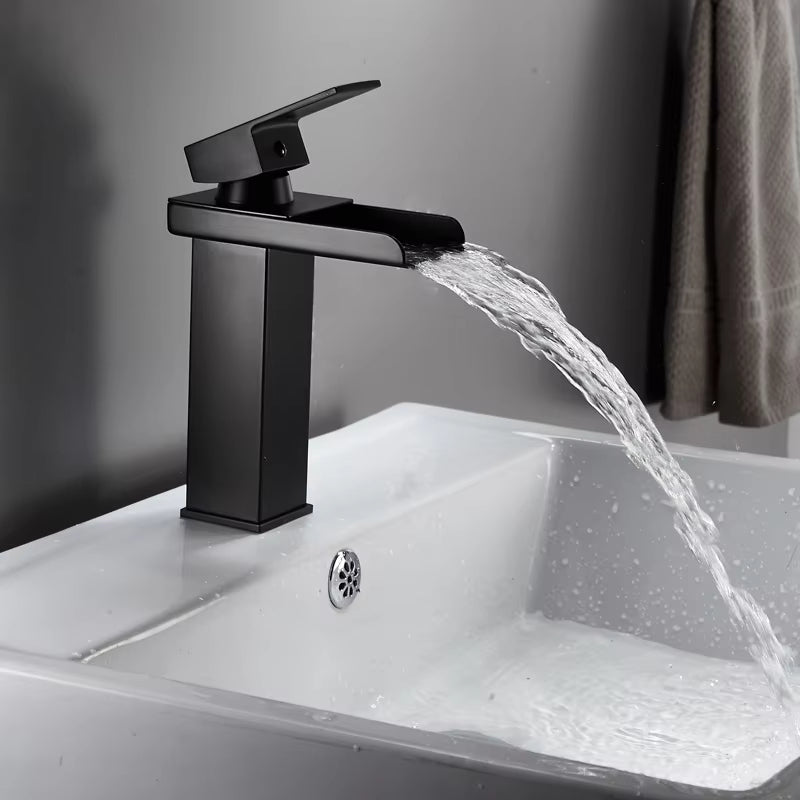 Black Waterfall Hot And Cold Counter Wash Face And Hand Wash Home Bathroom Faucet-5307