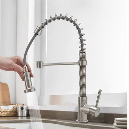Spring Loaded Hot And Cold Water Kitchen Sink Pull Down Faucet-8592