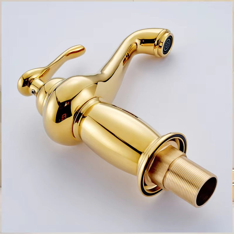 Elegant Design Bathroom Washbasin Gold Single Handle Faucet-7092