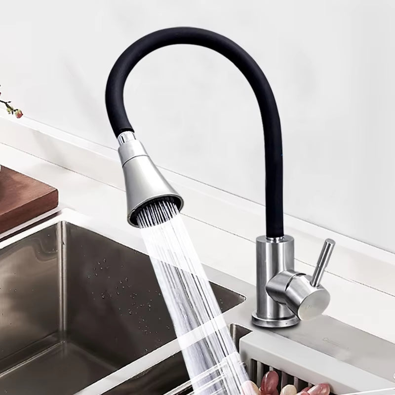 Kitchen Sink Countertop Mounted Flexible Handheld Sprayer Column Faucet-8625BL