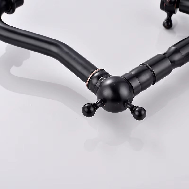 Black Antique Brass Double Handle Bathroom Basin Faucet-7082