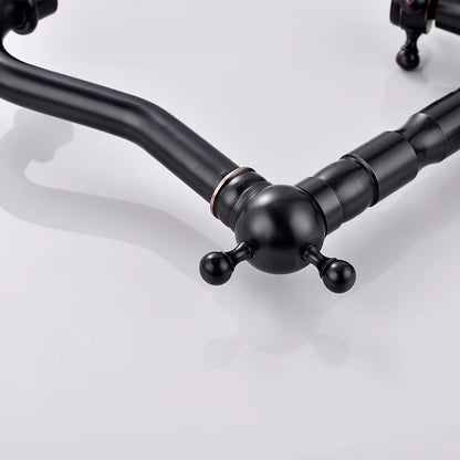 Black Antique Brass Double Handle Bathroom Basin Faucet-7082