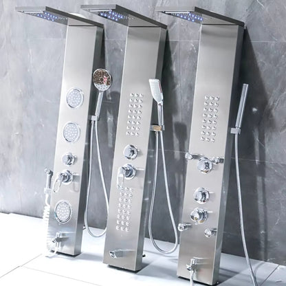 Stainless Steel Waterfall Shower Column Set Wall Mounted Massage Body Spray Head Led Shower Screen-6669