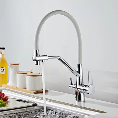 High-End Kitchen Sink Pull-Down Three-Way Double-Handle Faucet-8305