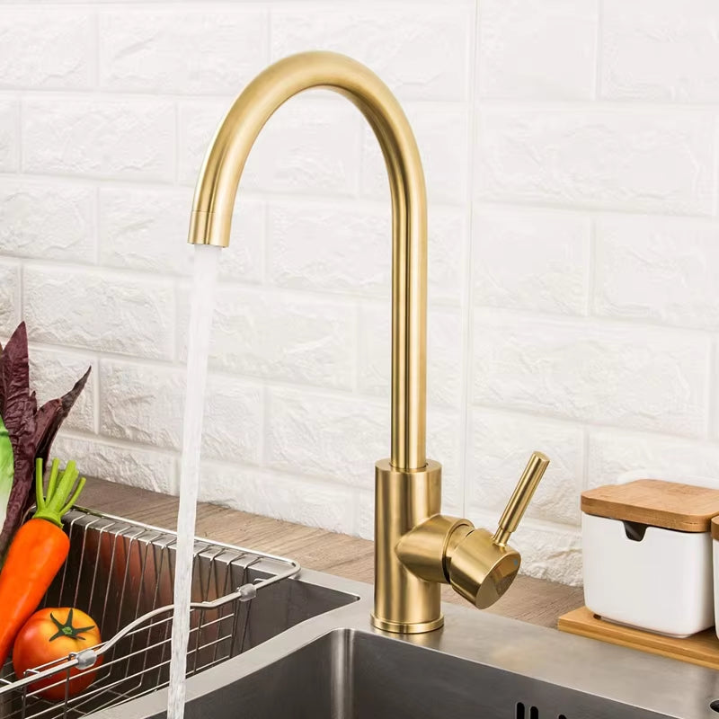 Stainless Steel Hot And Cold Kitchen Bathroom Universal Elbow Faucet-5238