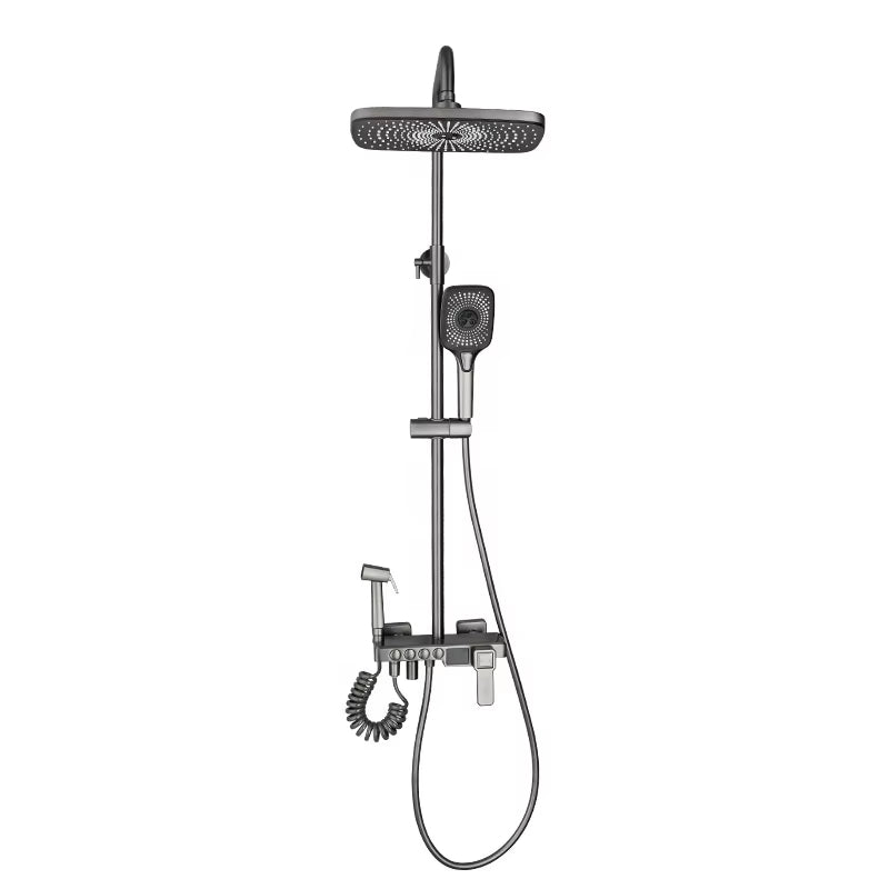 Simple Wall-Mounted Shower Kit With Hot And Cold Dual Control-6038GR