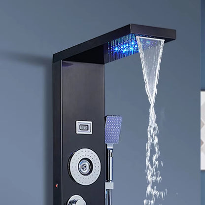 Waterfall Style Wall Mounted Stainless Steel Illuminated Panel Bathroom Shower Head-6084BB