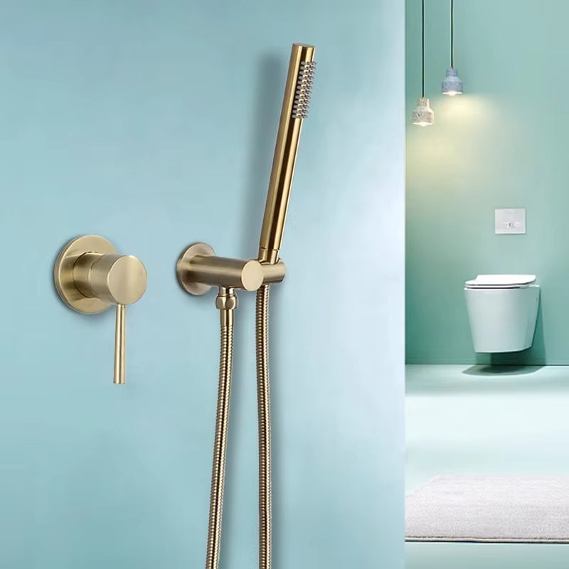 Wall-Mounted Golden Simple Cylindrical Luxury Shower Head-6049BG (2)