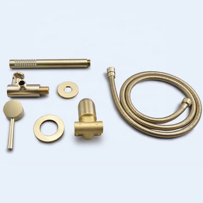 Handheld Gold Wall Mounted Cylindrical Bathroom Shower Head-6049BG