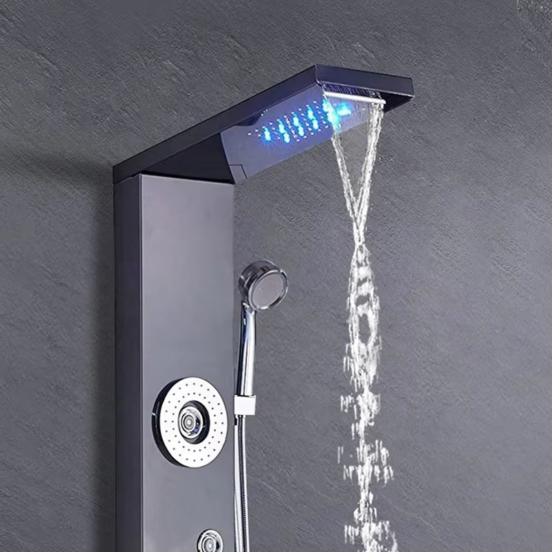 Wall Mounted Stainless Steel Waterfall Tower Led Shower Screen Set-8624