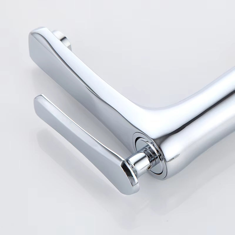 British Design Silver Bathroom Single Hole Basin Faucet-7049