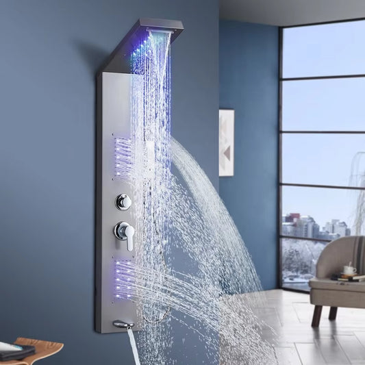 Led Shower Screen Wall Mounted Stainless Steel Waterfall Shower Column Set-6660