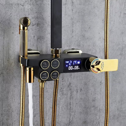 Bathroom Rain Shower High-Grade Black Wall-Mounted Brass Shower Head-6117MB