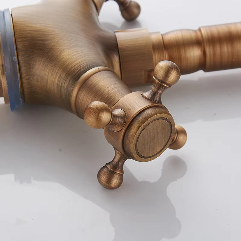 Bathroom Basin Double Handle Antique Faucet-7068