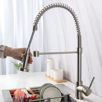 Spring-Loaded Single-Hole Handle 360-Degree Rotating Kitchen Faucet-8558