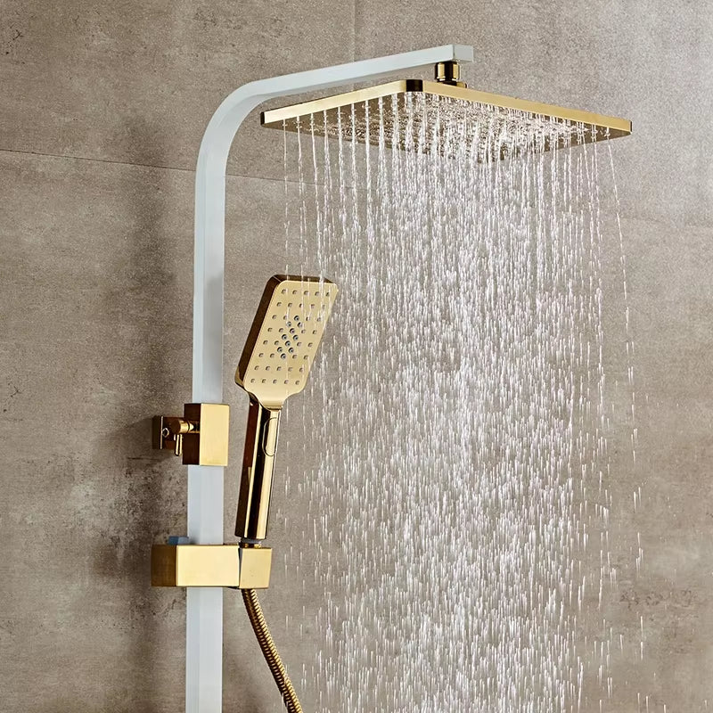 Wall Mounted Thermostatic Shower Set Round Handle With Spray Gun-6937