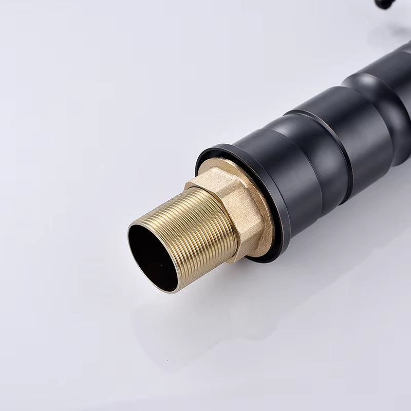 Black Antique Brass Double Handle Bathroom Basin Faucet-7082