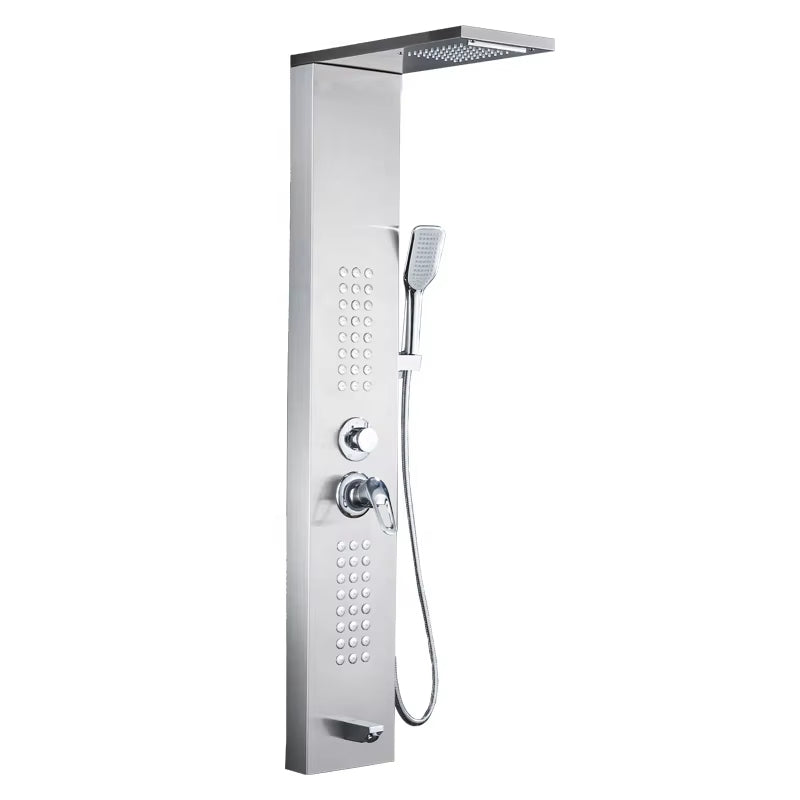 Led Shower Panel Wall Mounted Stainless Steel Waterfall Shower Column Set Massage Shower Head-6672