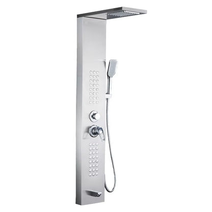 Led Shower Panel Wall Mounted Stainless Steel Waterfall Shower Column Set Massage Shower Head-6672