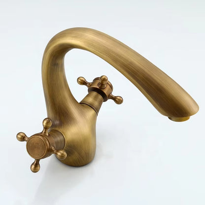 Bathroom Basin Double Handle Antique Faucet-7059