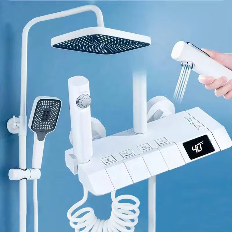 Shower Sets Luxury Brass Rain Shower Mixer Sets Digital Display Piano Shower Faucet Sets-6282MB
