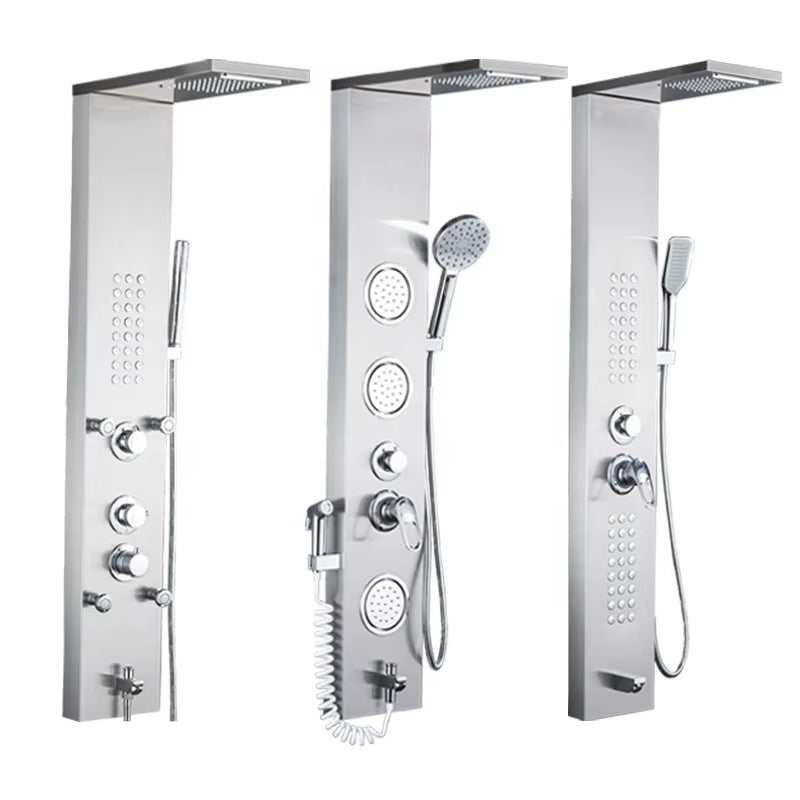 Stainless Steel Waterfall Shower Column Set Wall Mounted Massage Body Spray Head Led Shower Screen-6669