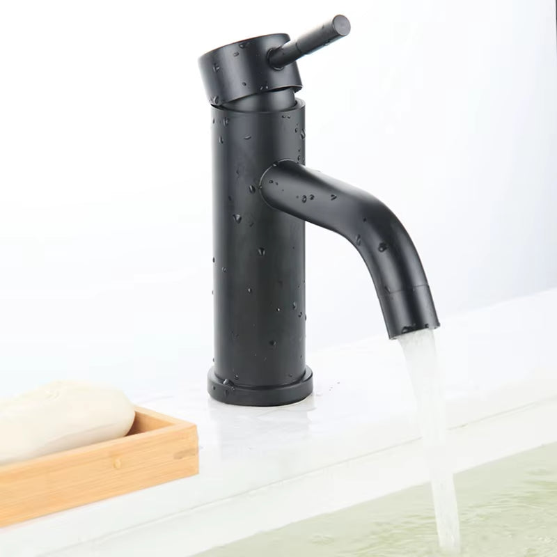 304 Stainless Steel Black Paint Faucet For Washing Face And Hands With Hot And Cold Function-5319