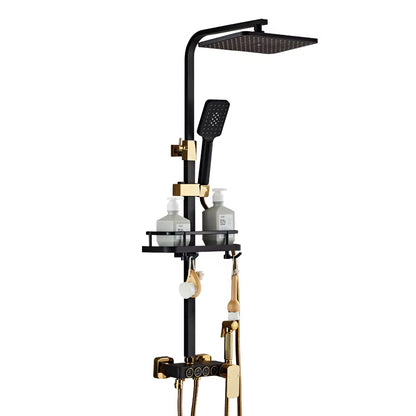 Constant Temperature Bathroom Wall Mounted Black Gold Bath Set-6234