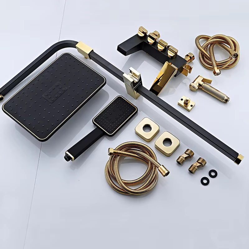 Gold And Black Wall Mounted Thermostatic Shower Set-6244