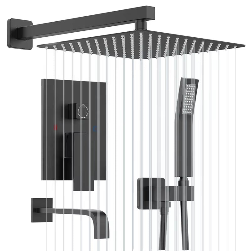 Wall Mounted Shower Set Black Luxury Brass Set Rain Shower Set-6547